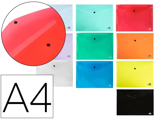 Imagen Carpeta liderpapel dossier broche transparente din a4 colores surtidos paquete de 5 retractilado.