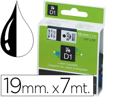 Imagen CINTA DYMO NEGRO-BLANCA 19MMX7MT D1