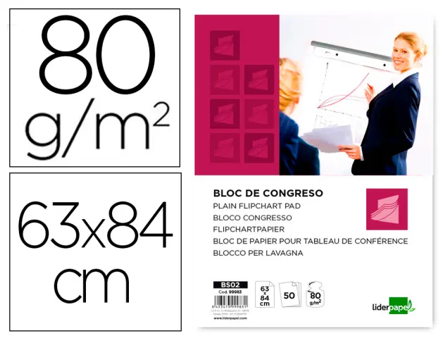 Imagen Bloc congreso liderpapel liso 63x84cm 50 hojas 80g/m2