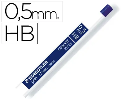 Imagen MINAS STAEDTLER GRAFITO 0,5 MM HB POLO 257 TUBO CON 12 MINAS