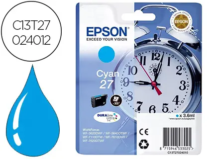 Imagen INK-JET EPSON 27 WF3620 / 7110 / 7610 / 7620 CYAN 300 PAG