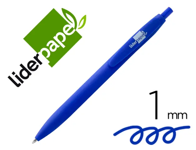 Imagen Boligrafo liderpapel gummy touch retractil 1,0 mm tinta azul