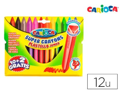 Imagen Lapices de cera carioca jumbo triangular caja de 12 colores surtidos