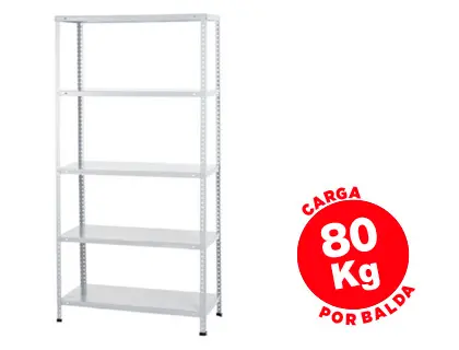Imagen Estanteria metalica ar storage 180x90x40 cm 5 estantes 80 kg por estante color blanco