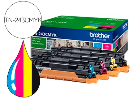 Imagen Toner brother tn243cmyk dcp-l3510cdw / hl-l3270cdw / mfc-l3710cw multipack negro amarillo magenta cian 1000