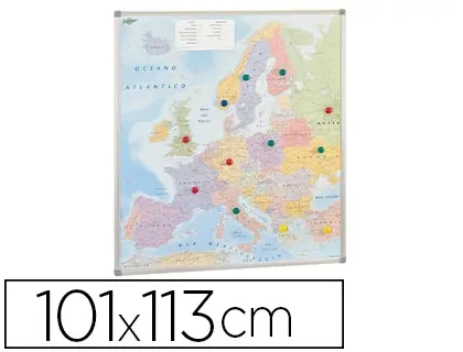 Imagen Mapa mural faibo europa politico magnetico marco de aluminio con cantoneras de proteccion 113x101 cm