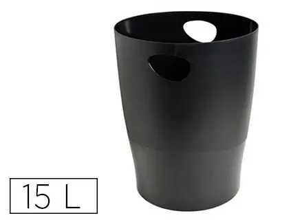 Imagen Papelera plastico exacompta ecoblack negro 15 litros