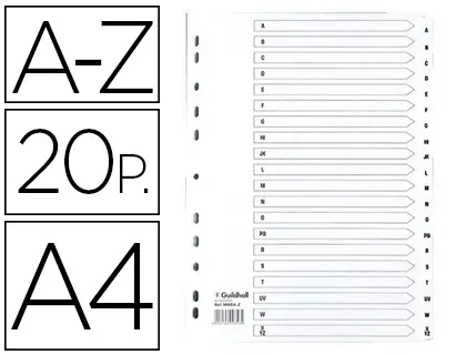 Imagen Separador exacompta cartulina blanca a-z juego de 20 separadores din a4 11 taladros
