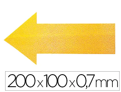 Imagen Simbolo adhesivo durable pvc forma de flecha para delimitacion suelo amarillo 200x100x0,7 mm pack de 10