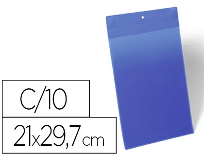 Imagen Funda durable magnetica 210x297 mm plastico azul ventana transparente pack de 10 unidades