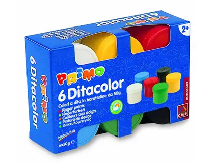 Imagen Pintura de dedos primo 50 g caja de 6 unidades colores surtidos