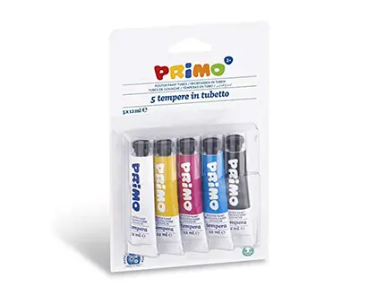 Imagen Tempera primo en tubo aluminio de 12 ml blister de 5 colores surtidos