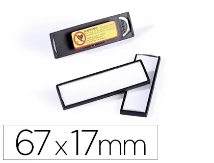 Imagen Identificador portanombre durable pvc antiaraazos con iman y efecto lupa color negro 67x17 mm