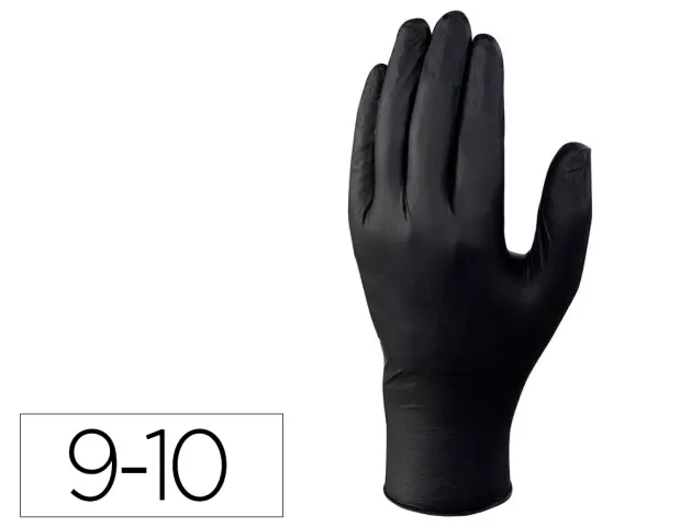 Imagen Guantes deltaplus de nitrilo desechable negro caja de 100 unidades talla 9-10