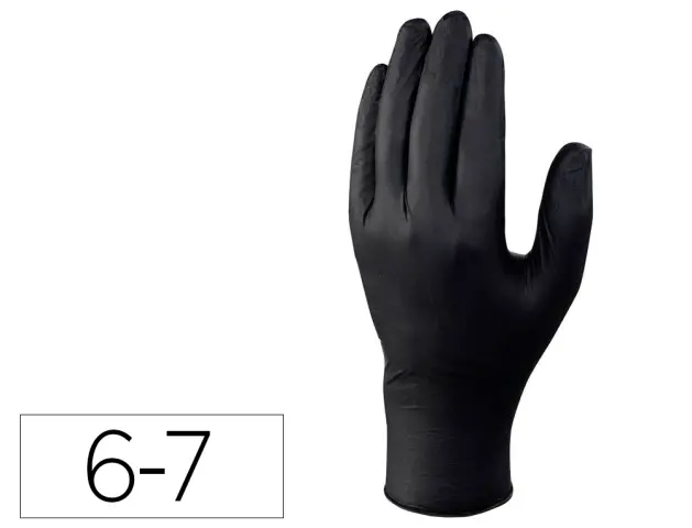 Imagen Guantes deltaplus de nitrilo desechable negro caja de 100 unidades talla 6-7