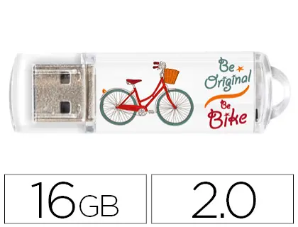 Imagen Memoria usb techonetech flash drive 16 gb 2.0 be bike