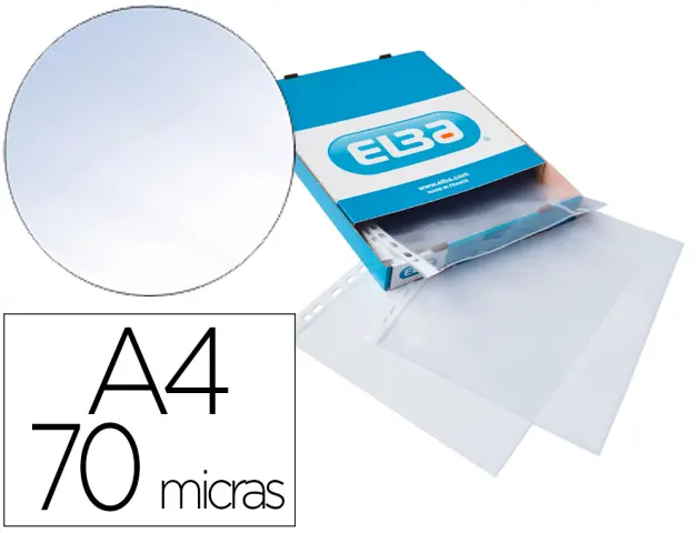 Imagen Funda multitaladro elba standard din a4 70 micras cristal caja de 100 unidades