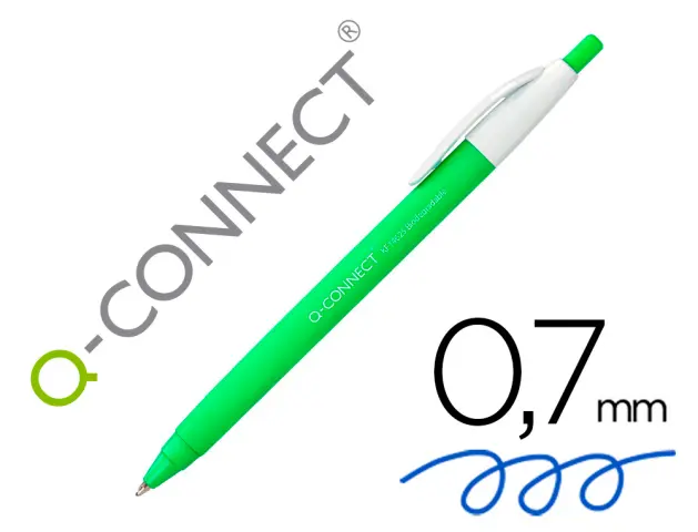 Imagen Boligrafo q-connect retractil kf14625 biodegradable verde tinta azul