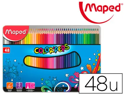 Imagen Lapices de colores maped color peps caja metalica de 48 lapices colores surtidos