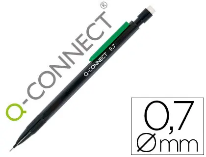 Imagen Portaminas q-connect 0.7 mm con 3 minas cuerpo negro con clip verde