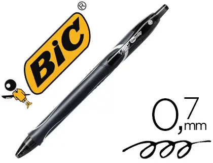 Imagen Boligrafo bic gelocity quick dry retractil tinta gel negro punta de 0,7 mm