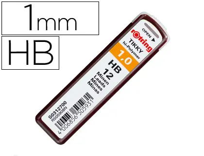 Imagen Minas rotring grafito 1 mm hb estuche de 12 minas
