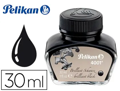 Imagen Tinta estilografica pelikan 4001 negro brillante frasco 30 ml
