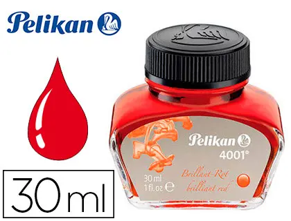 Imagen Tinta estilografica pelikan 4001 rojo brillante frasco 30 ml