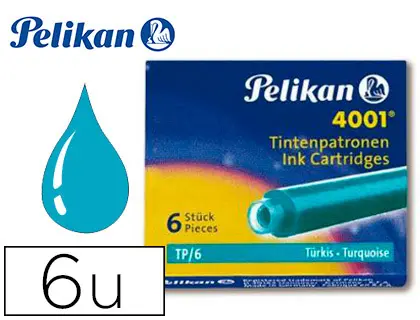 Imagen Tinta estilografica pelikan tp6 turquesa caja de 6 cartuchos