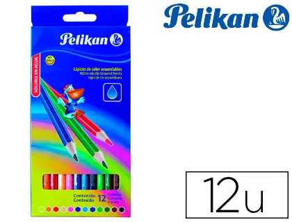 Imagen Lapices de colores pelikan hexagonales acuarelable 12 colores mina 3mm caja de carton