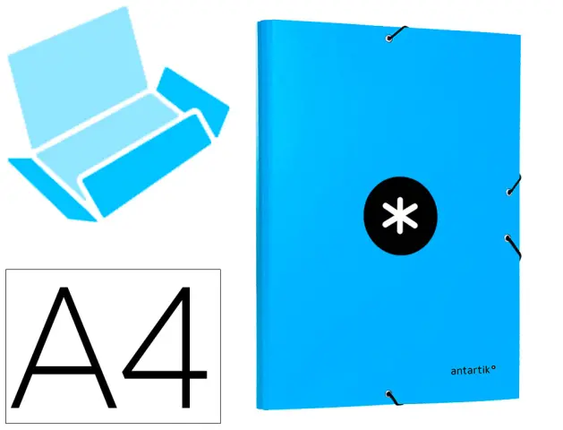 Imagen Carpeta liderpapel antartik gomas a4 3 solapas carton forrado color azul