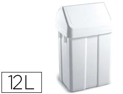 Imagen Papelera contenedor tts plastico con tapadera max 12 litros blanca 400x230x200 mm