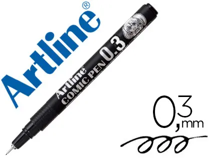 Imagen Rotulador artline calibrado micrometrico negro comic pen ek-283 punta poliacetal 0,3 mm resistente al agua