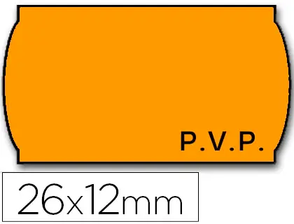 Imagen Etiquetas meto onduladas 26 x 12 mm fluor naranja pvp adh 2 rollo 1500 etiquetas troqueladas para etiquetadora tovel