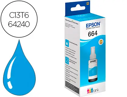 Imagen Tinta epson t6642 et2500/2550/ /14000/l475/565/575/4500 cian botella 70 ml 6.500 pag