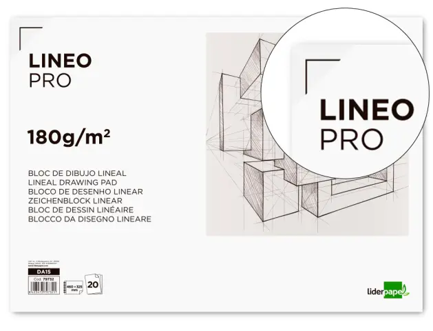 Imagen Bloc dibujo liderpapel lineal espiral 460x325mm 20 hojas 180 g/m2 con recuadroperforado