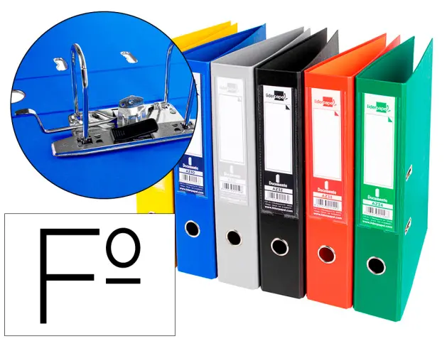 Imagen Archivador de palanca liderpapel folio documenta forrado pvc con rado lomo 75 mm colores surtidos classic