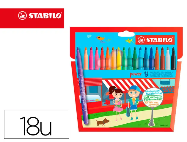 Imagen Rotulador stabilo power caja de 18 colores