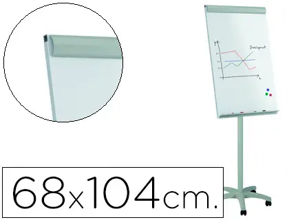 Imagen Pizarra blanca rocada para conferencias metalica magnetica con ruedas 68x104 cm