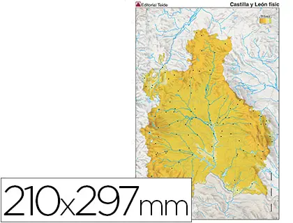 Imagen Mapa mudo color din a4 castilla-leon fisico