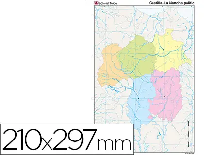 Imagen Mapa mudo color din a4 castilla-la mancha politico