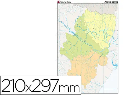 Imagen Mapa mudo color din a4 aragon politico