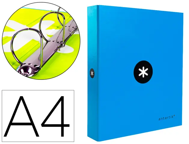 Imagen Carpeta 4 anillas 40 mm mixtas liderpapel antartik a4 forrada color azul