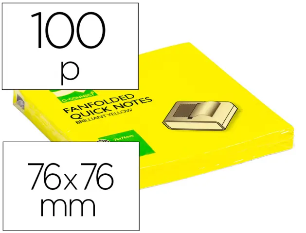 Imagen Bloc de notas adhesivas quita y pon q-connect 75x75 mm amarillo neon zig-zag