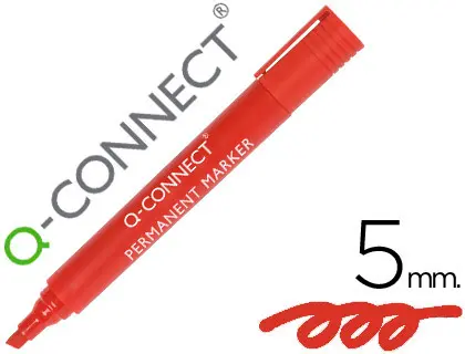 Imagen Rotulador q-connect marcador permanente rojo punta biselada 5.0 mm