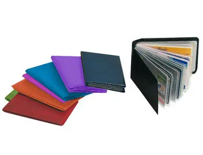 Imagen Portatarjetas de credito fabricadas en pvc base opaca capacidad 10 tarjetas colores surtidos expositor de 30 uds