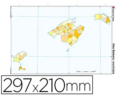 Imagen Mapa mudo color din a4 islas baleares politico
