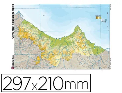 Imagen Mapa mudo color din a4 comunidad valenciana fisico