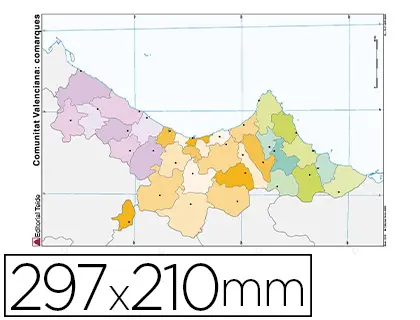 Imagen Mapa mudo color din a4 comunidad valenciana politico