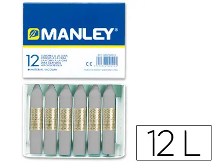 Imagen Lapices cera manley unicolor gris n 72 caja de 12